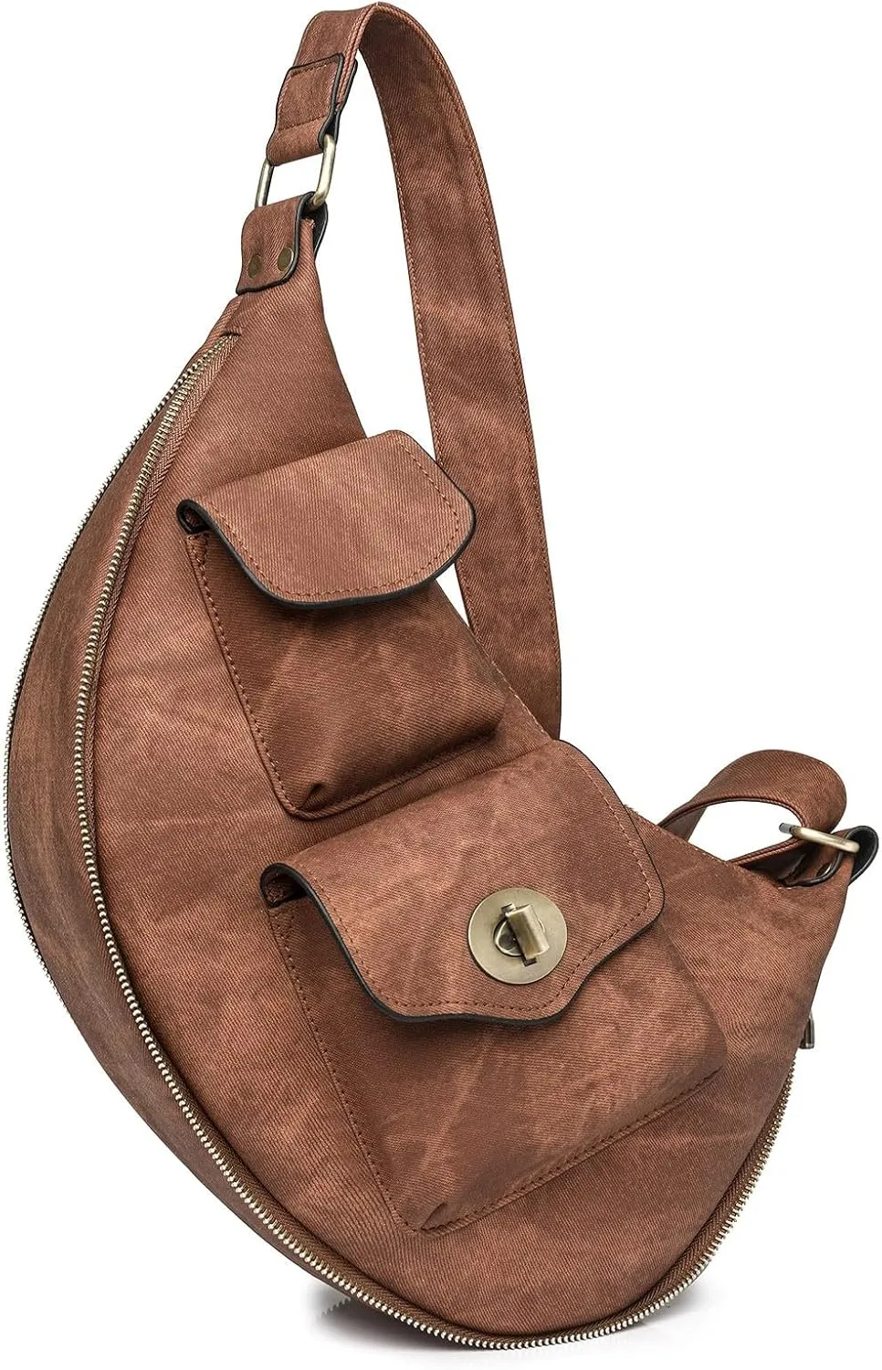 Trendy Crossbody Purse Chest Bag With Adjustable Guitar Strap For Handbags for Women Shoulder Bags (Brown, One Size)