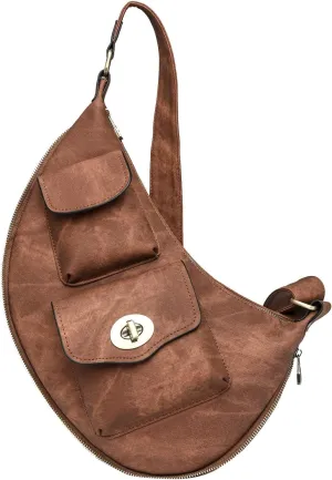 Trendy Crossbody Purse Chest Bag With Adjustable Guitar Strap For Handbags for Women Shoulder Bags (Brown, One Size)