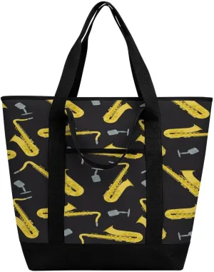 Trombone Music Instruments Portable Insulated Lunch Tote Bag Large Capacity Handbag for Office Work Picnic for Women Men