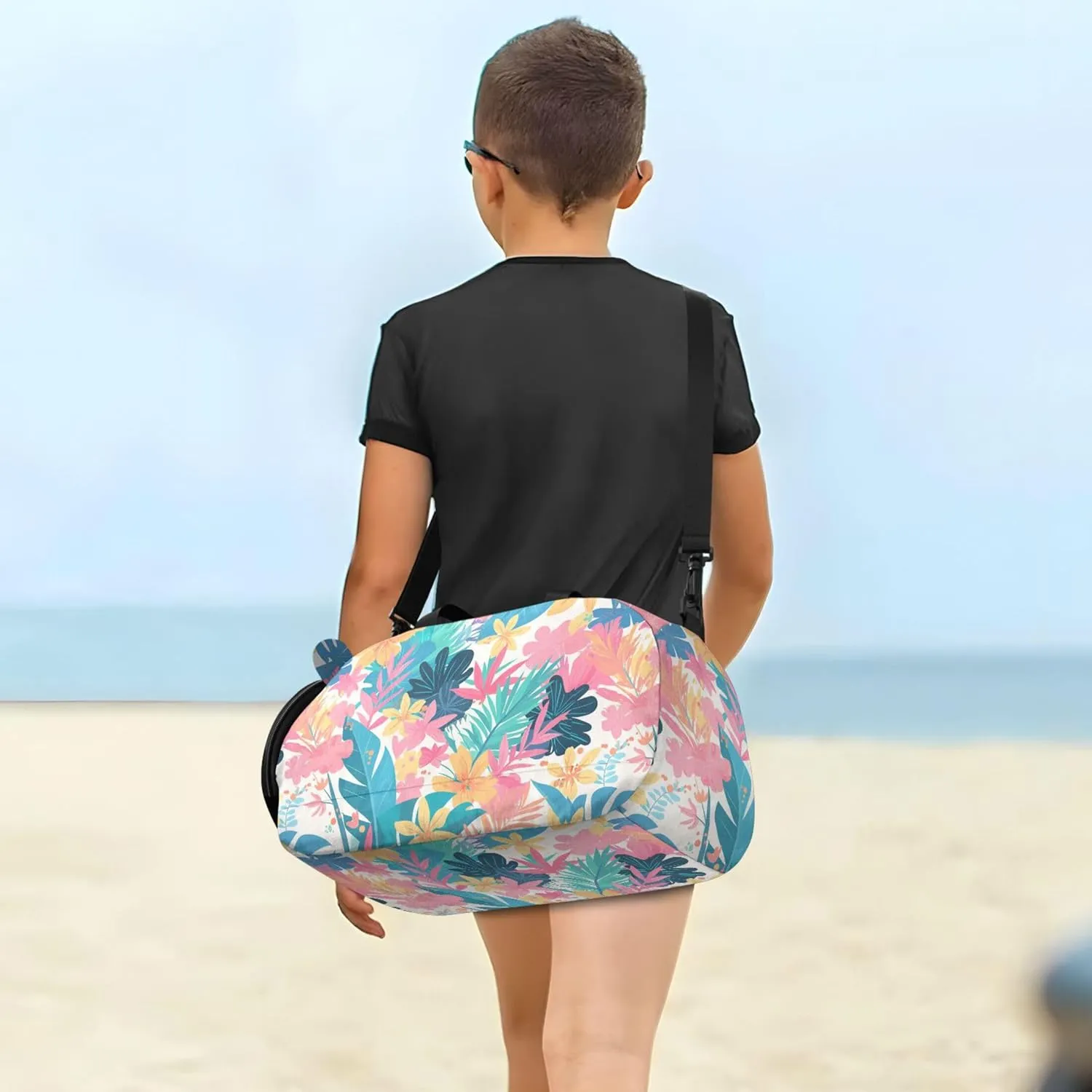 Tropical Plants Flowers Kids Duffel Bag with Shoes Compartment Lightweight Kids Overnighter Duffel Bags for Travel, Sports, Duffel, Weekender