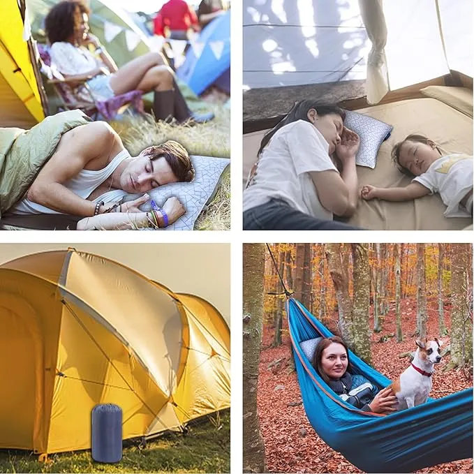 tuphen Shredded Memory Foam Travel Pillow - Cooling Compressible Camping Pillow for Sleeping Compact Supportive Pillow for Adults Kids Outdoor Backpacking Hiking with Storage Bag