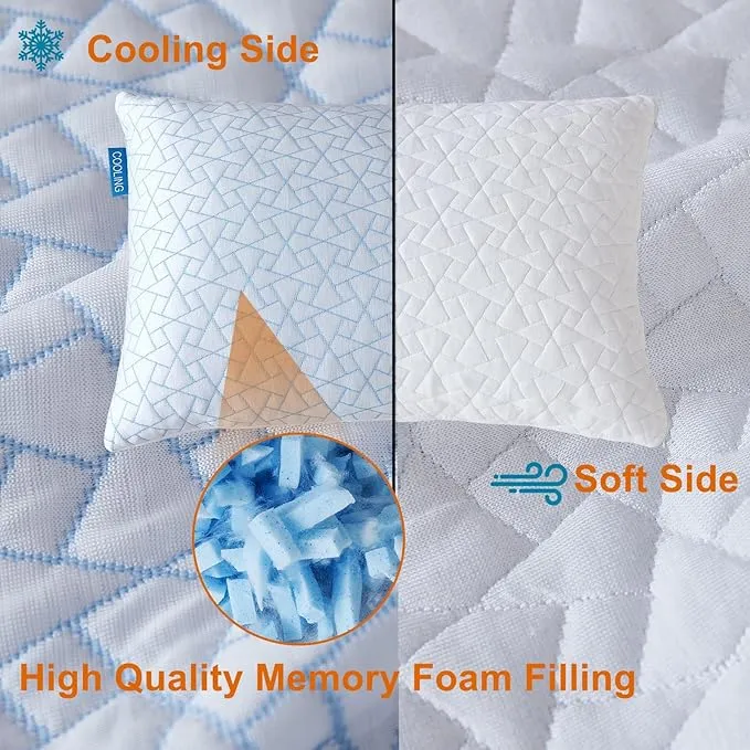 tuphen Shredded Memory Foam Travel Pillow - Cooling Compressible Camping Pillow for Sleeping Compact Supportive Pillow for Adults Kids Outdoor Backpacking Hiking with Storage Bag