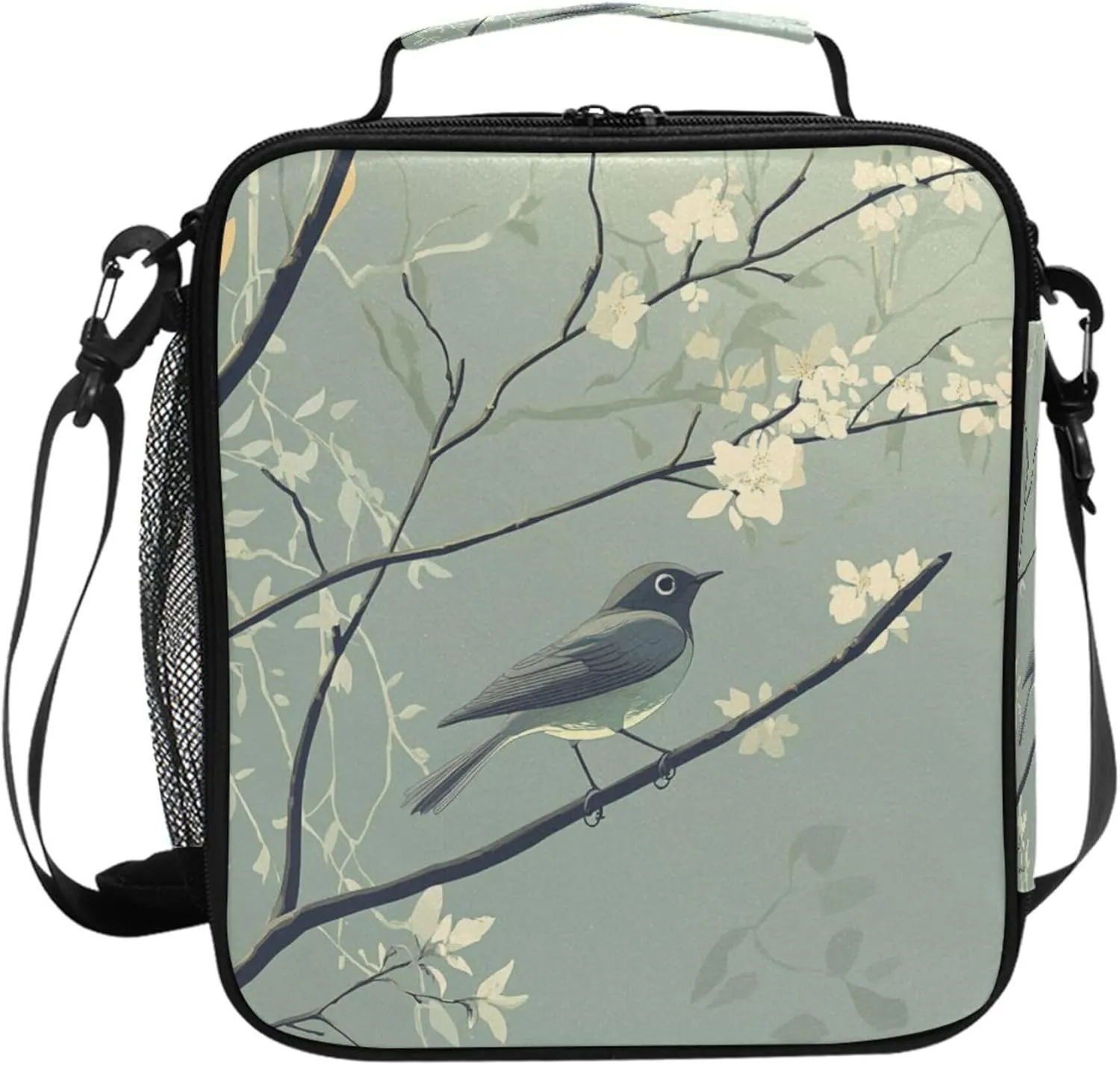 Twigs Bird Spring Insulated Lunch Bag for Girls Portable Lady Lunch Tote Bags for College Gym