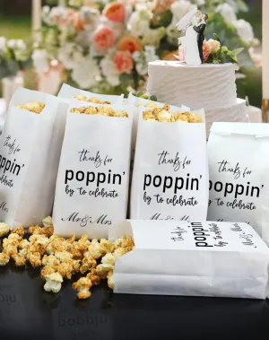 Tyndallrays 48Pcs Thanks for Poppin' By to Celebrate Popcorn Bags Engagement Wedding Party Favors Popcorn Bags Engaged Wedding Bridal Shower Goody Snack Treat Bags Grease Resistant