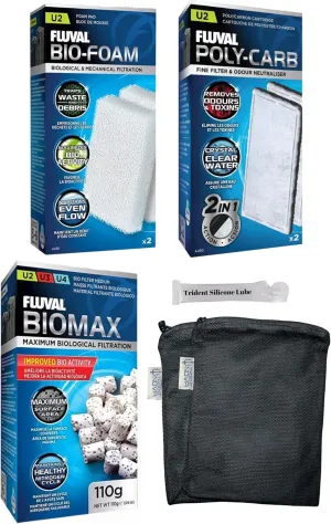 U2 Underwater Filter Media Maintenance & Replacement Filter Media Kit, including Trident Mesh Bags(U2 Underwater Filter Foam Pad, U2 BioMax, U2 Poly-Carb Cartridge)