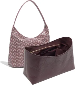 Ultra-light Waterproof Dupontpaper Purse Organizer Insert for Goyard Hobo Tote Handbag Organizer with Zipper（Vine Red）