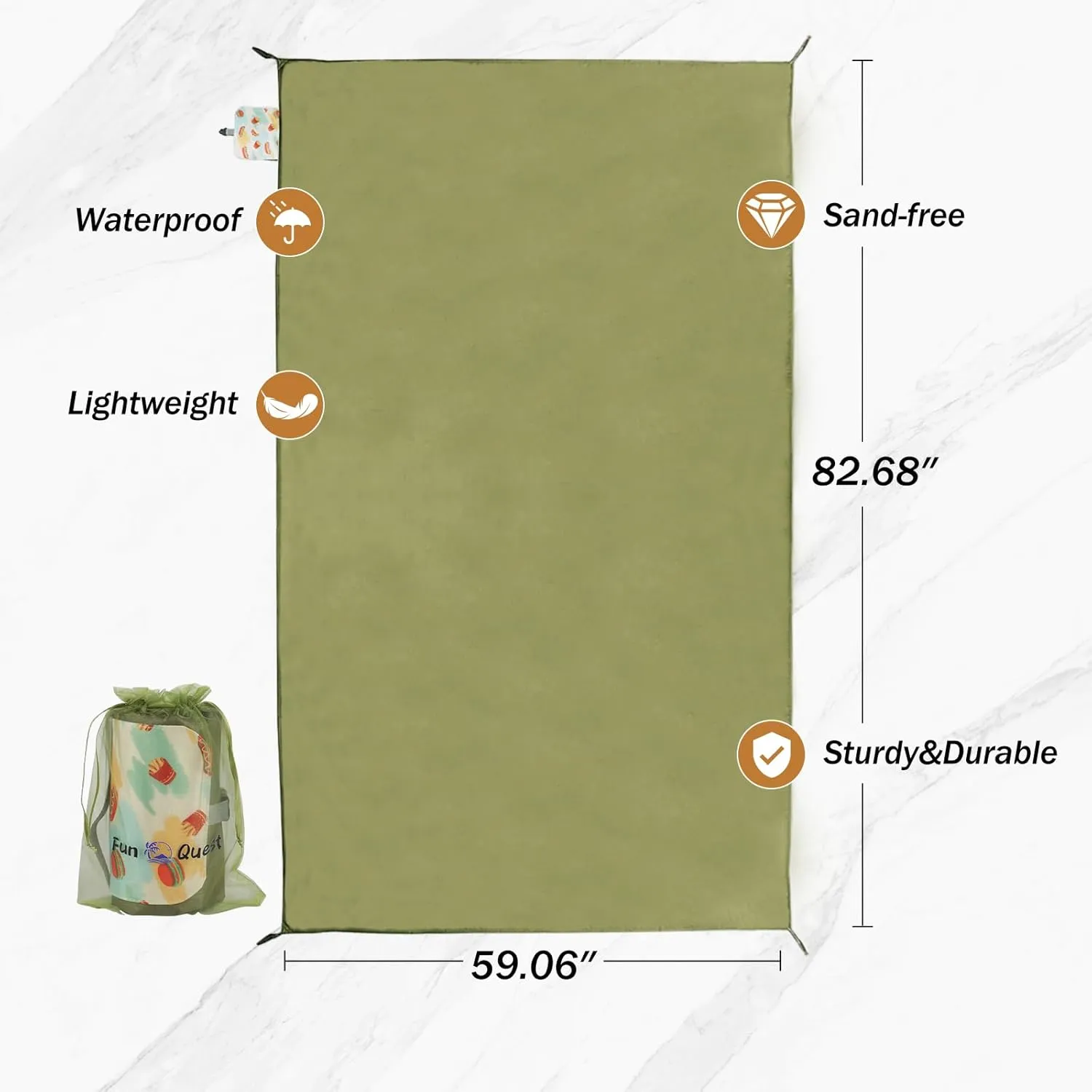 Ultralight Beach & Camping Blanket – 0.42lb/0.66lb Waterproof & Sandproof | Quick-Dry, Compact, Fits in Pocket | Ideal for Travel, Hiking, Park Picnics & Outdoor Adventures