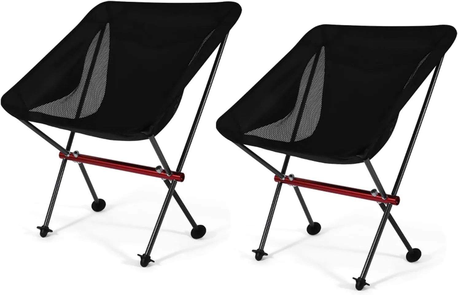 Ultralight Portable Camping Chair, Folding Backpacking Chair for Adults, Support 220lbs, Outdoor Compact Foldable Chairs for Beach, Hiking, Picnic, Festival, Travel,Grey,2 Pack (Black 2 Pack)