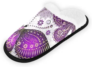 Unisex Slippers Fuzzy Feet Plush Cotton Slippers Anti-Slip Warm House Shoes M/L