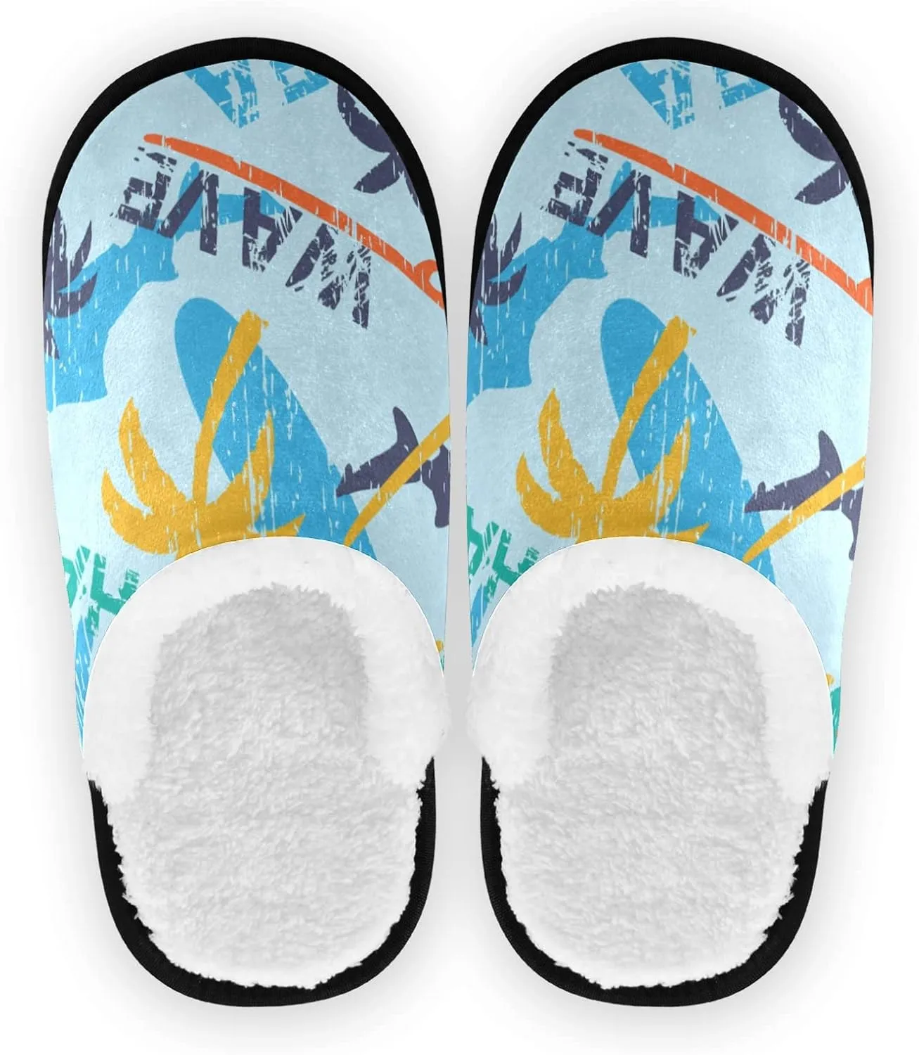 Unisex Slippers Fuzzy Feet Plush Cotton Slippers Anti-Slip Warm House Shoes M/L