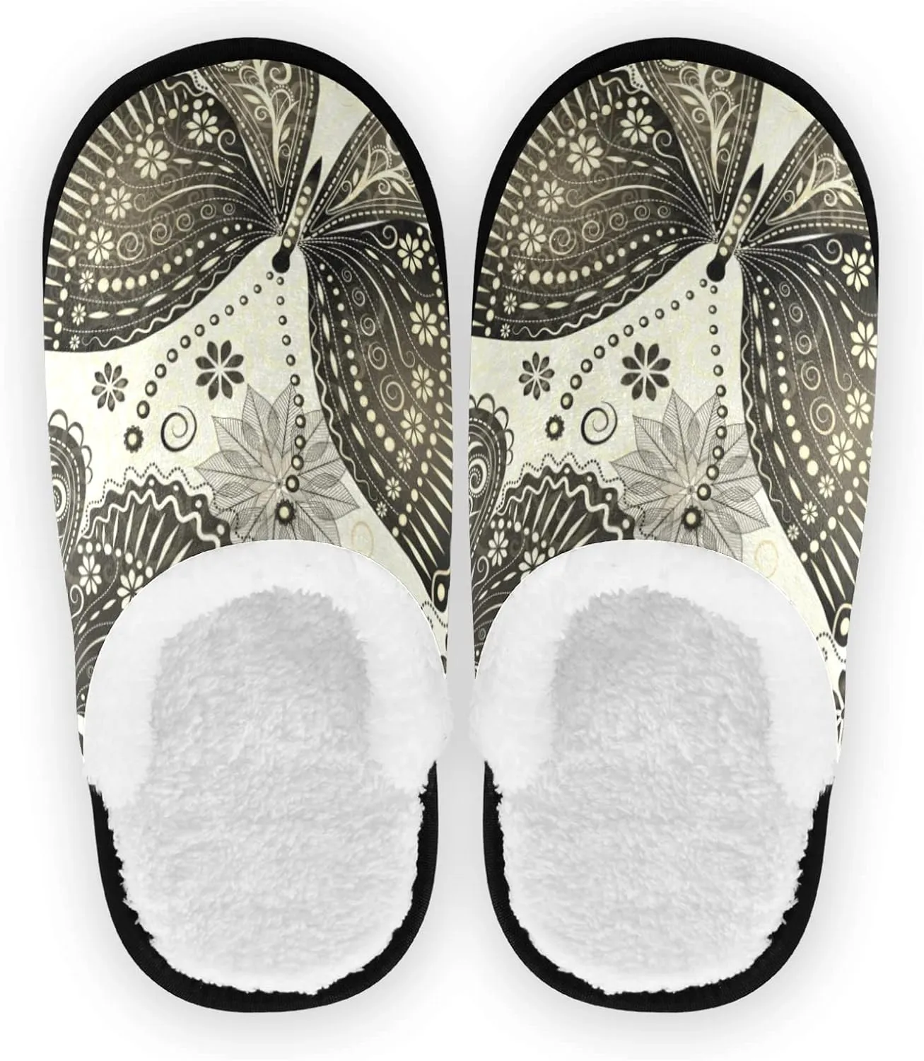 Unisex Slippers Fuzzy Feet Plush Cotton Slippers Anti-Slip Warm House Shoes M/L