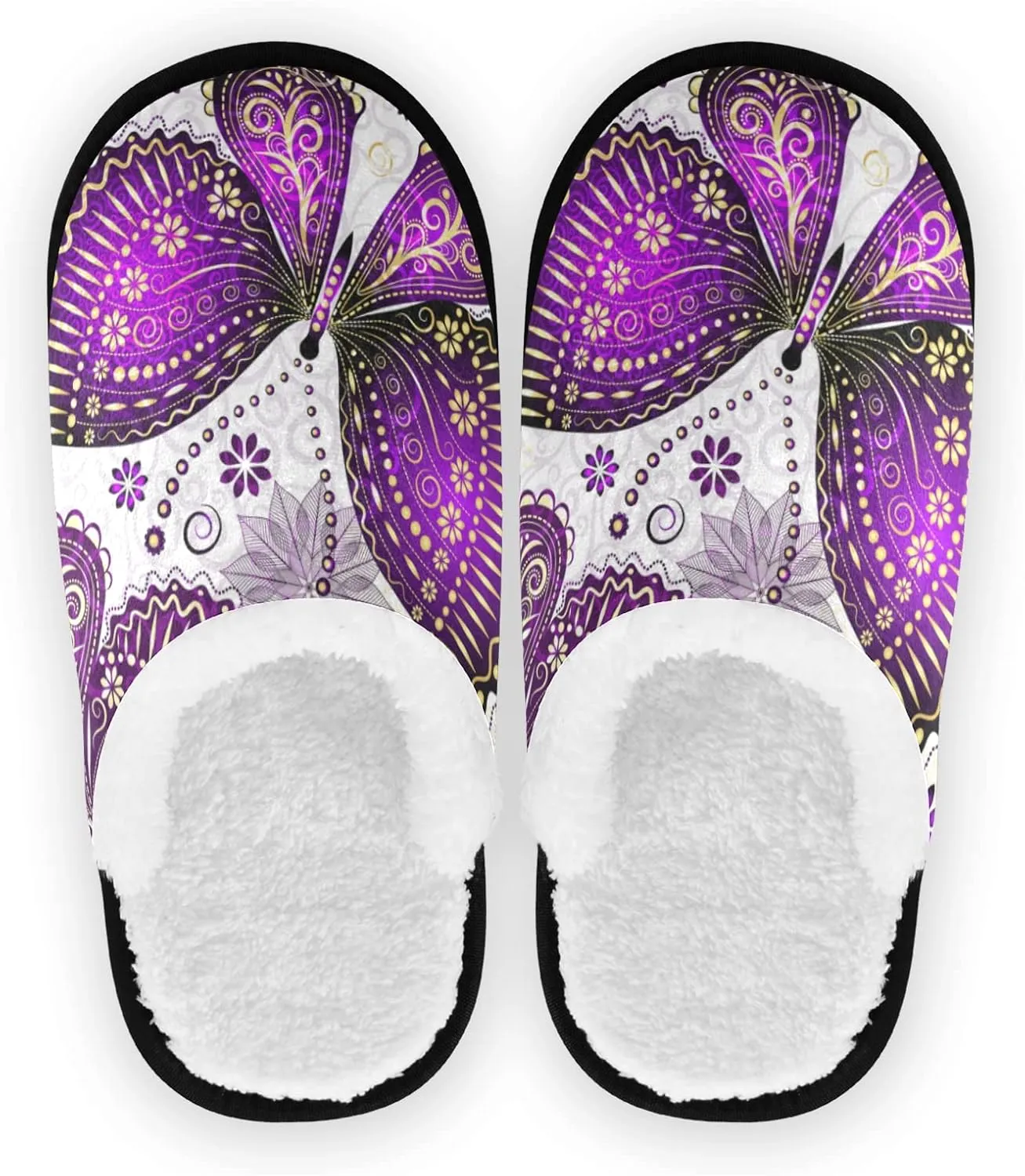 Unisex Slippers Fuzzy Feet Plush Cotton Slippers Anti-Slip Warm House Shoes M/L