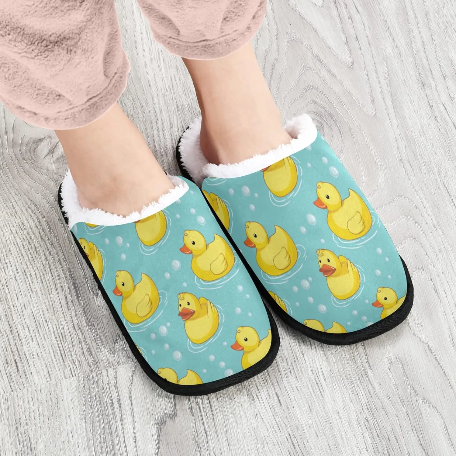 Unisex Slippers Fuzzy Feet Plush Cotton Slippers Anti-Slip Warm House Shoes M/L