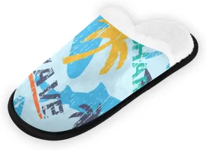 Unisex Slippers Fuzzy Feet Plush Cotton Slippers Anti-Slip Warm House Shoes M/L