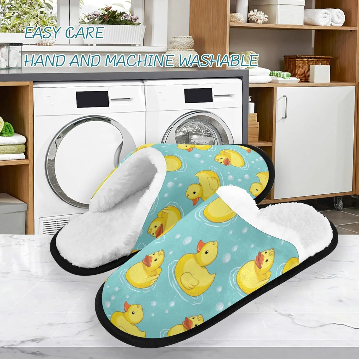 Unisex Slippers Fuzzy Feet Plush Cotton Slippers Anti-Slip Warm House Shoes M/L
