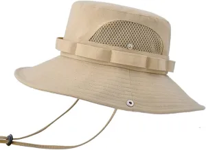 Unisex Summer Sun Visor Bucket Hat Cotton Wide Brim Breathable Sun Hat Outdoor Foldable Mesh Panama Boonie Cap