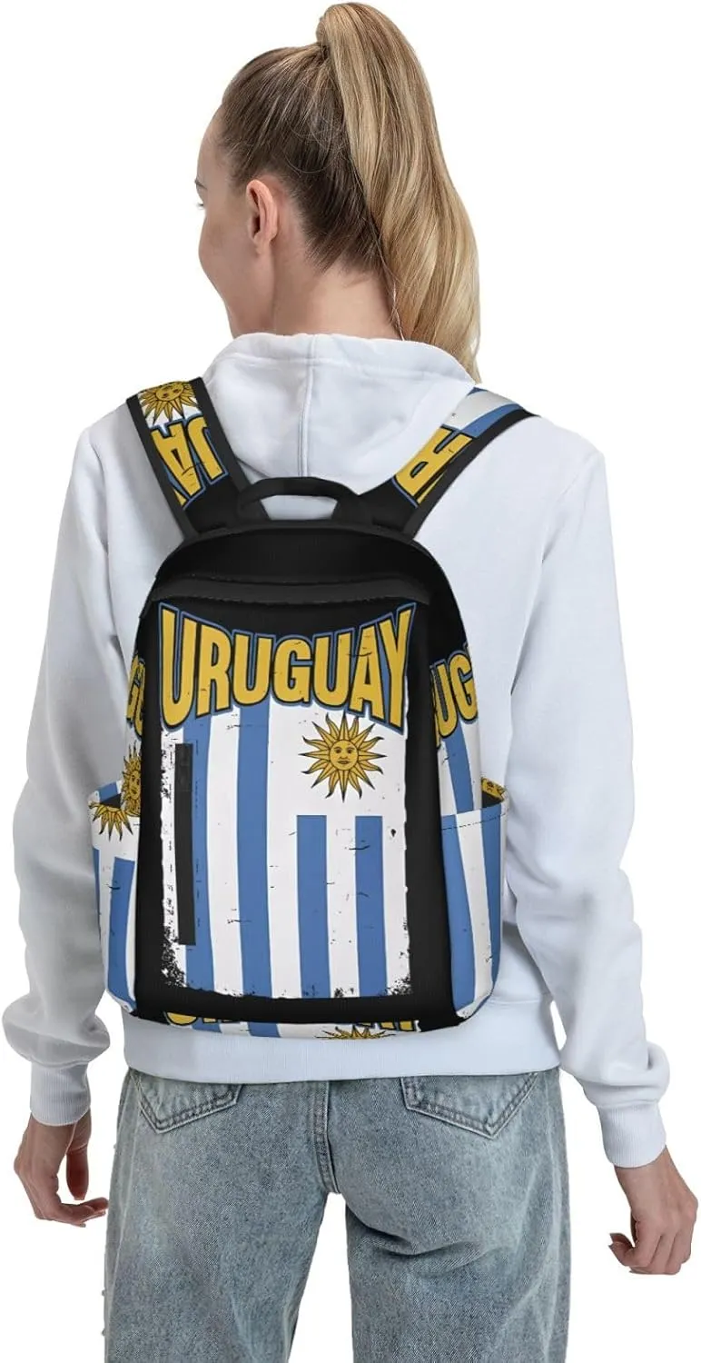 Uruguay Uruguayan Flag Casual Laptop Backpack Travel Rucksack Sports Daypack Adjustable Strap Bags with Multi-Pockets for Working Running Camping