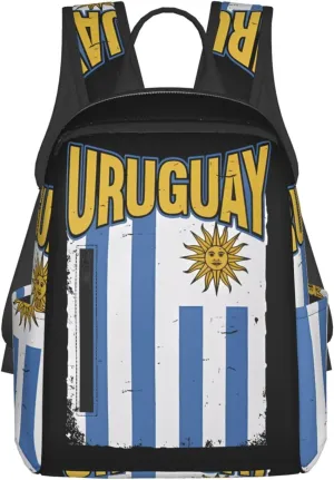 Uruguay Uruguayan Flag Casual Laptop Backpack Travel Rucksack Sports Daypack Adjustable Strap Bags with Multi-Pockets for Working Running Camping