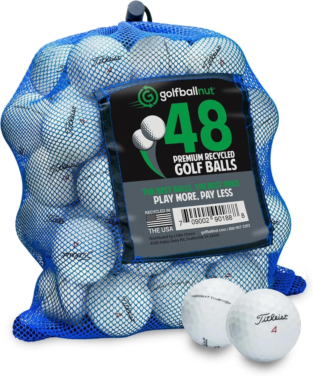 Used and Recycled for Titleist NXT AAA (White & Yellow) (24 & 48) Golf Balls Mesh Bag Included