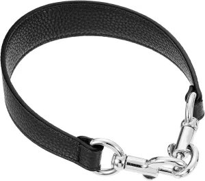 uxcell 15.35 Inch PU Leather Short Bag Strap with Clasp, Purse Handles Handbags Replacement Straps for Clutch Bag Crossbody Underarm Bags, Black, Silver Buckle