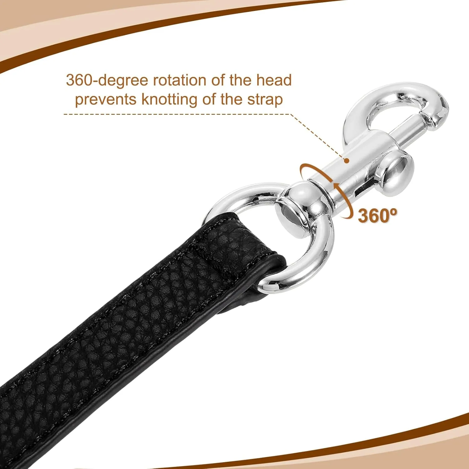 uxcell 15.35 Inch PU Leather Short Bag Strap with Clasp, Purse Handles Handbags Replacement Straps for Clutch Bag Crossbody Underarm Bags, Black, Silver Buckle