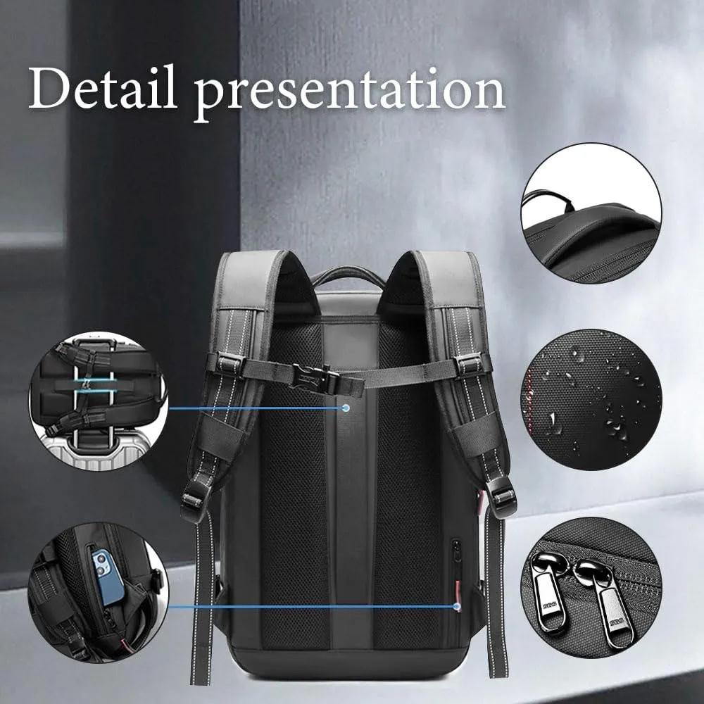 Vacuum Backpack for Travel, 60L Expandable Vacuum Compression Bag with Electric Vacuum Pump, Water Resistant and Anti Theft, Space Saver Bags for Travel Camping (Grey)