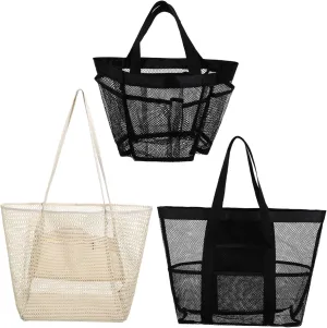 VALICLUD Spacious Mesh Beach Bag Large Capacity Tote for Women and Men Beach Vacation Accessories Boat Bag for Travel