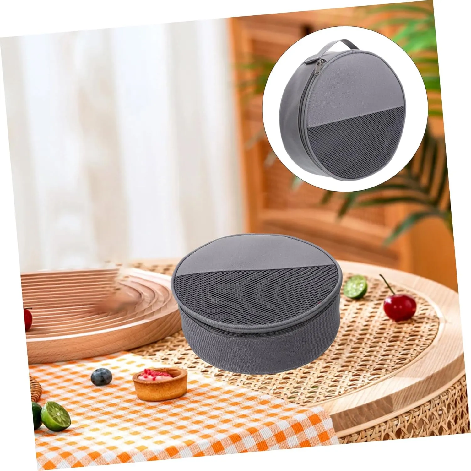 VANZACK Outdoor Tableware Bag Canvas Bag Camping Plate Organizer Round Plate Bag Picnic Tableware Bag Camping