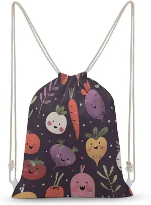 Vegetables And Faces Drawstring Backpack for Women Men Drawstring Bag for Travel Swimming Sports Gym Bag
