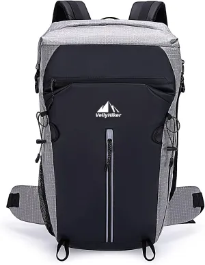 Vellyhiker 40L Hiking Backpack for Outdoor Camping Reflective Cycling Daypack Ultralight Outdoor Camping Travel Daypack (Gray)