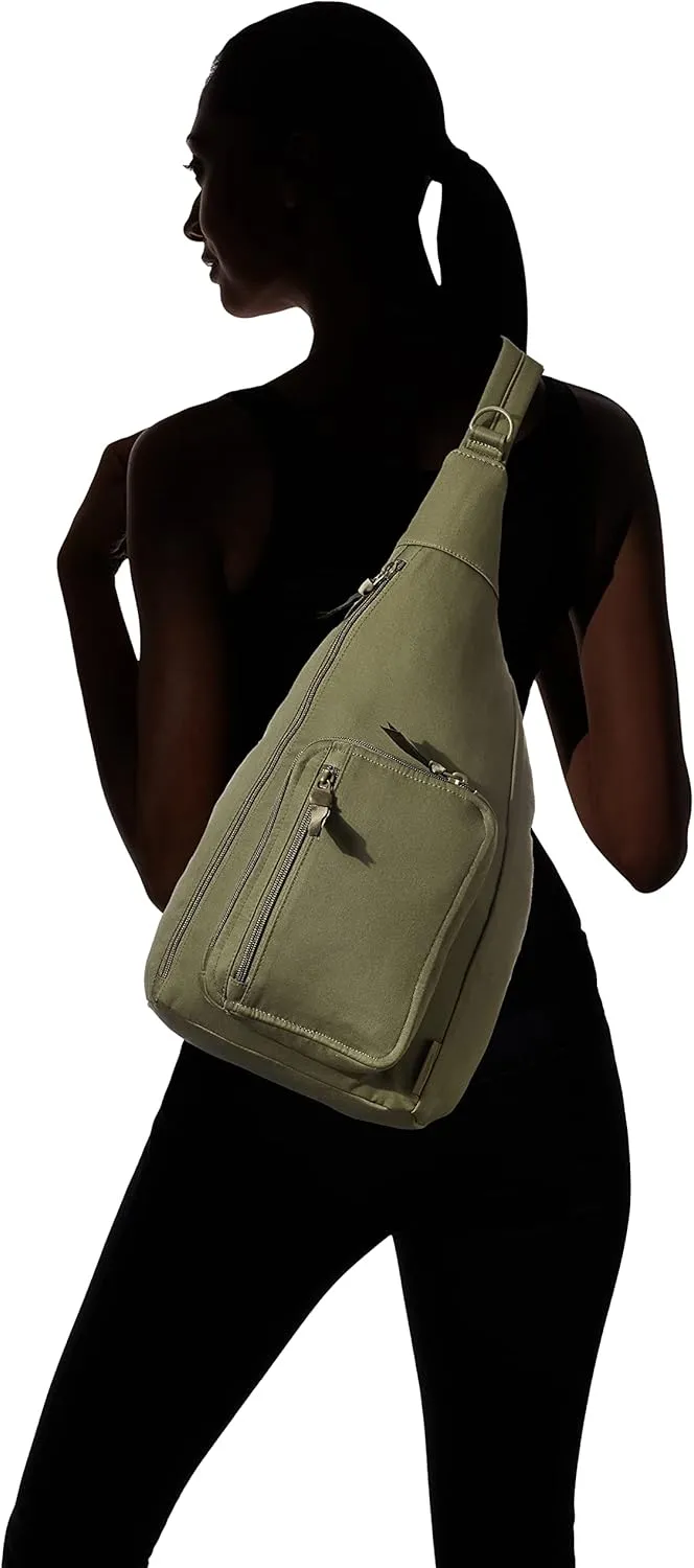 Vera Bradley Women's Cotton Sling Backpack, Climbing Ivy Green, One Size