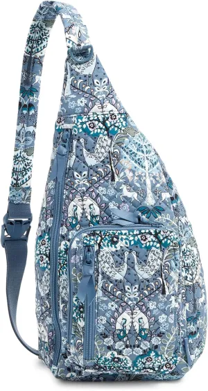 Vera Bradley Women's Cotton Sling Backpack, Enchantment Blue, One Size