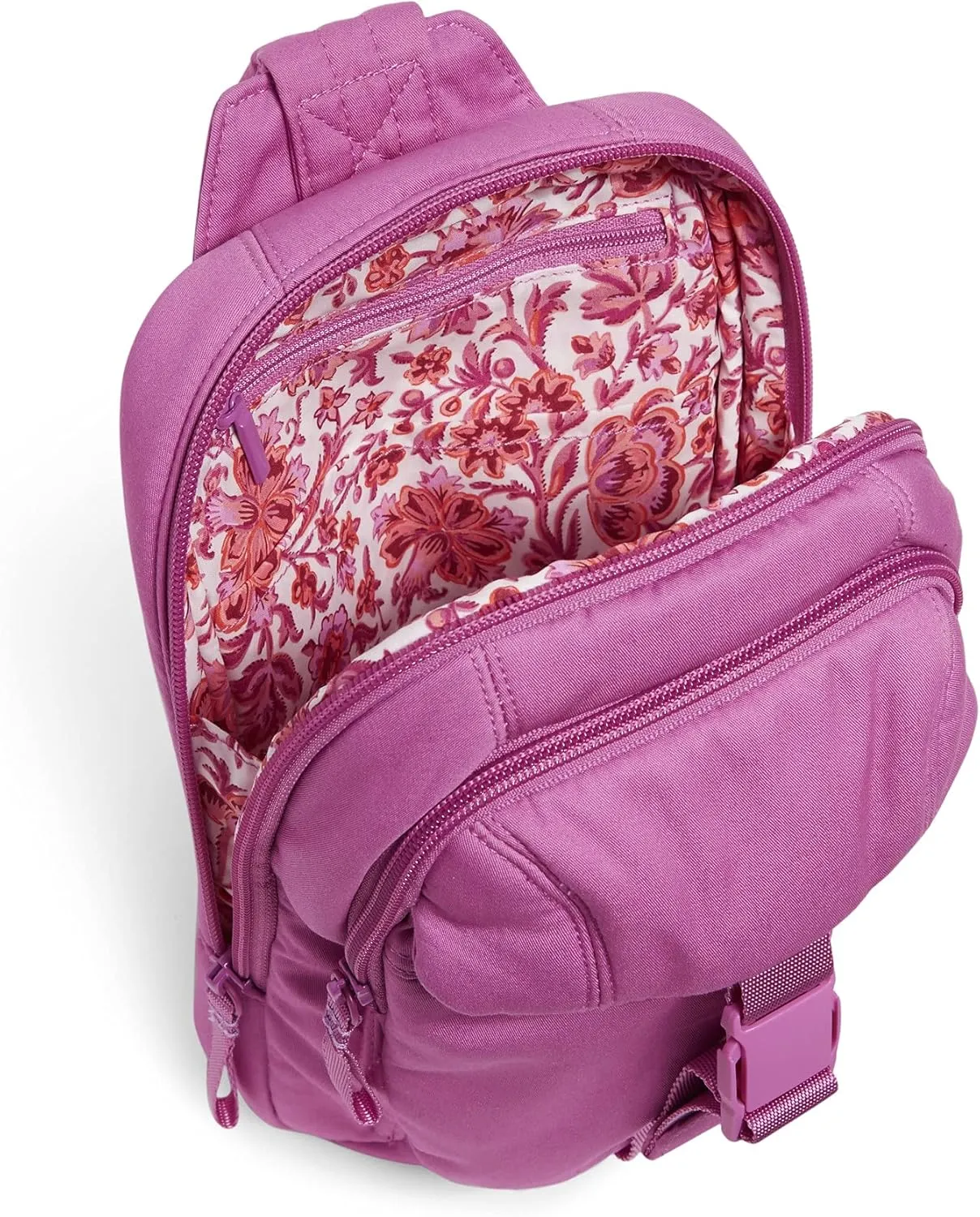 Vera Bradley Women's Cotton Utility Sling Backpack, Rich Orchid - Recycled Cotton, One Size