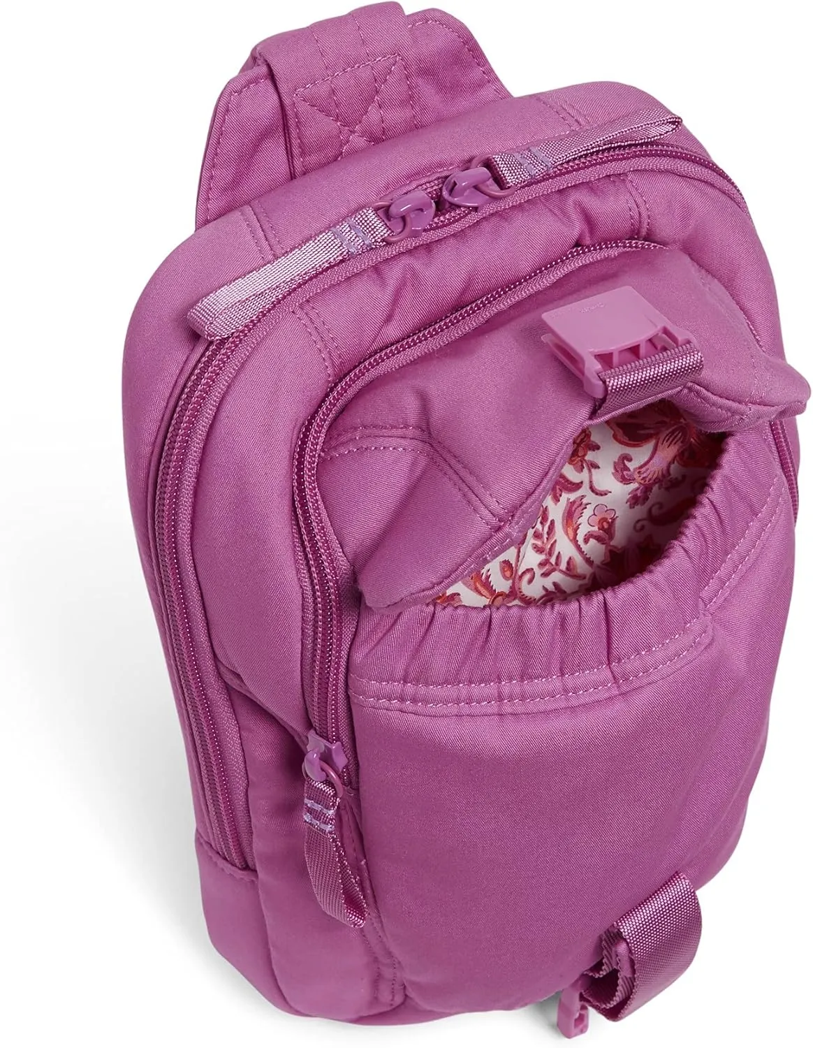 Vera Bradley Women's Cotton Utility Sling Backpack, Rich Orchid - Recycled Cotton, One Size