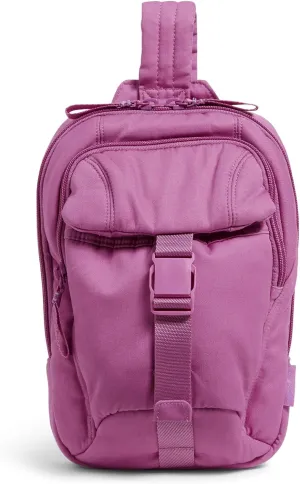 Vera Bradley Women's Cotton Utility Sling Backpack, Rich Orchid - Recycled Cotton, One Size
