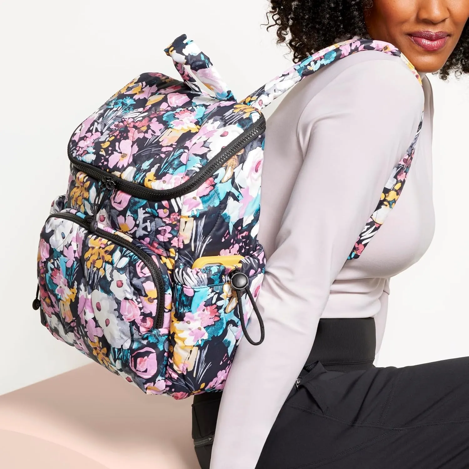 Vera Bradley Women's Featherweight Backpack Bookbag, Rose Quartz, One Size