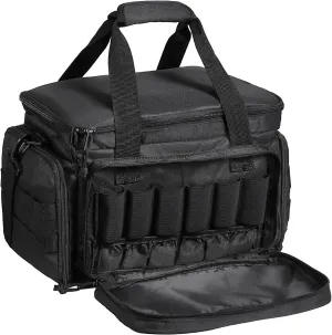 VEVOR Range Pack for 4  Pistols, Tactical Gun Range Bag with 3 Detachable Dividers & 6 Magazines, Firearm Shooting Handgun Bag for Outdoor Hunting Shooting Pistol Bag with Single Shoulder Strip, Black