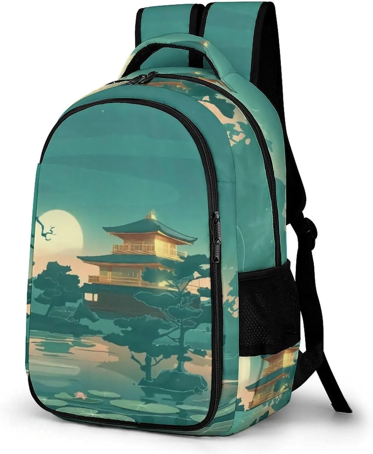 Vintage Anime Palace Moon Pond Durable Backpack Laptop Bag with Compartments Travel Business for Men Women