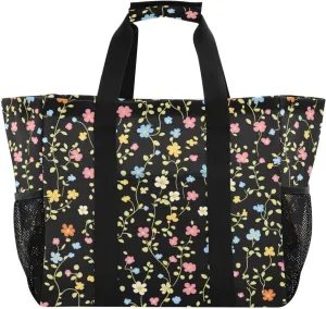 Vintage Small Floral Fragments Beach Bags for Women - Waterproof Sandproof Beach Tote with Pocket for Travel Vacation Gym