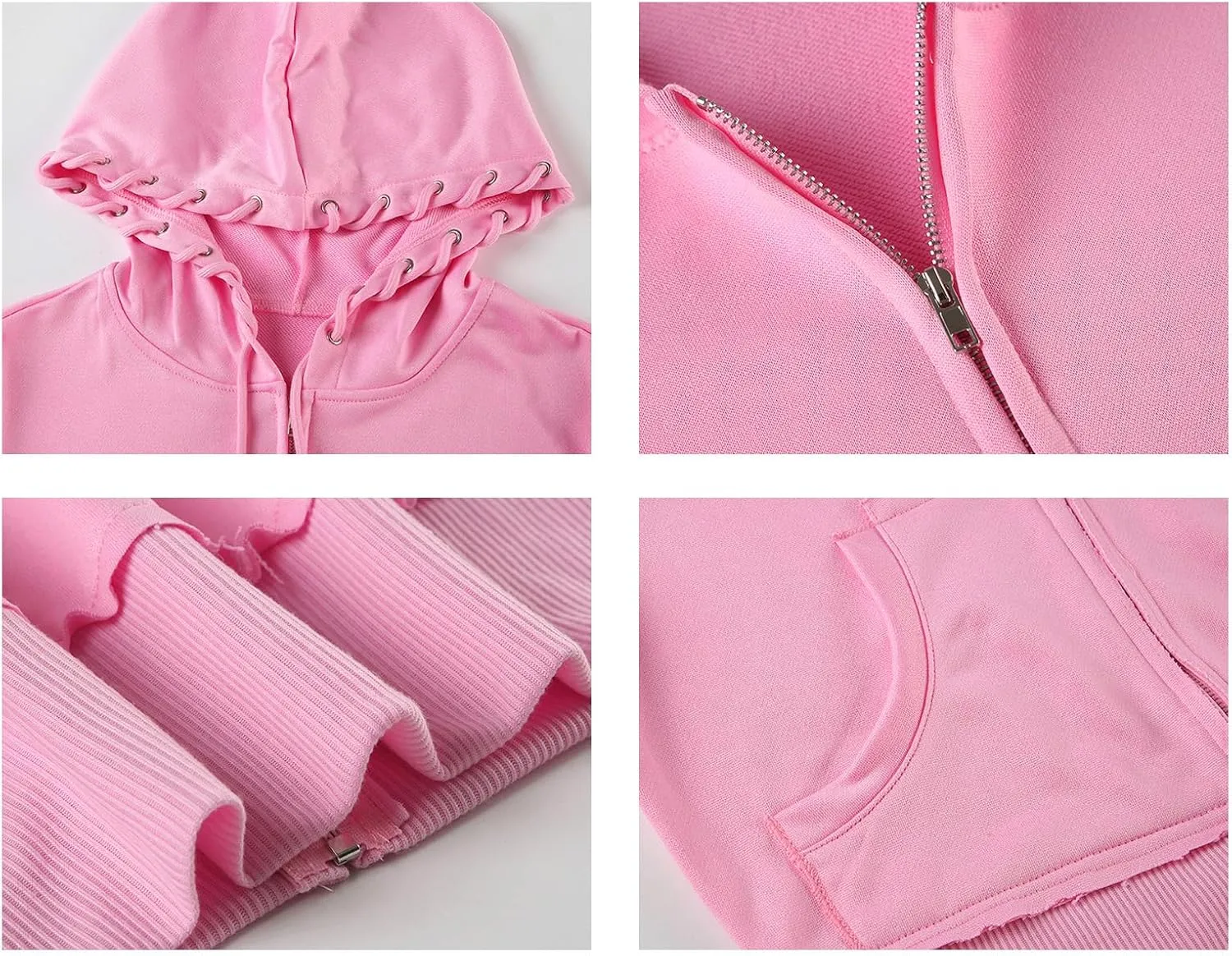 Voghtic Fall Women's 2 Piece Sweatsuits Set Long Sleeve Zip Up Crop Hoodie Jacket Flare Sweatpant Matching Lounge Set