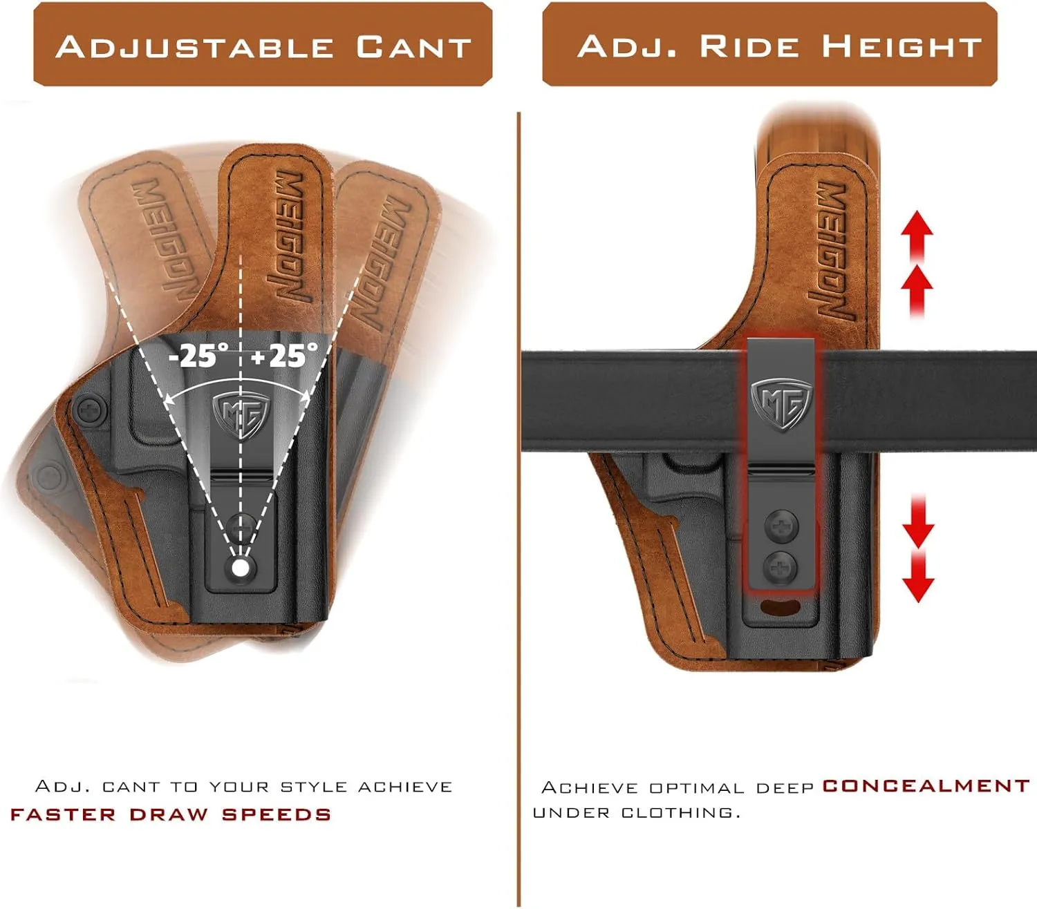 Walther PDP Holster with Comfort Foam Pad, IWB Kydex and Leather Hybrid Holster for 9mm Walther PDP 4" and Walther PDP 4.5" Pistol Inside Waistband Concealed Carry - Red Dot Optic Cut