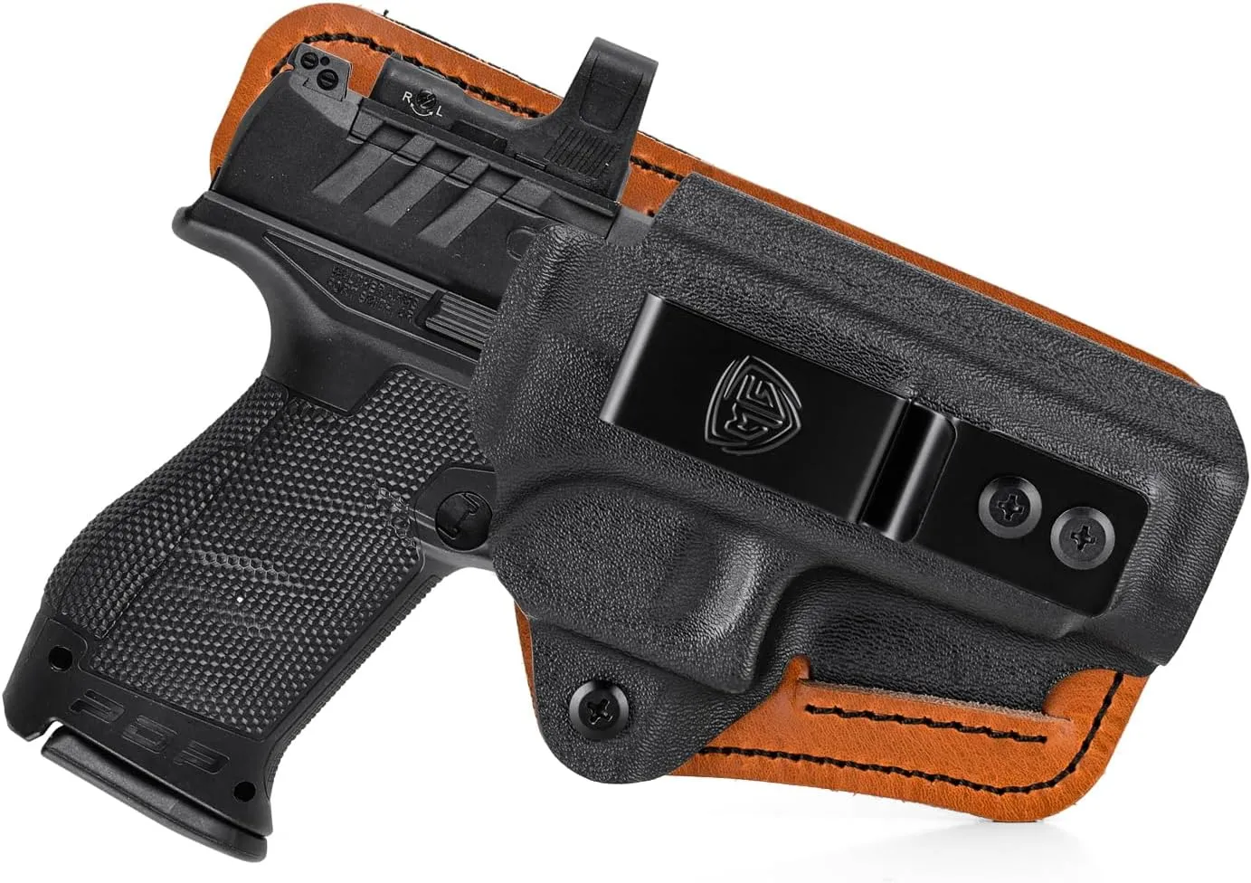 Walther PDP Holster with Comfort Foam Pad, IWB Kydex and Leather Hybrid Holster for 9mm Walther PDP 4" and Walther PDP 4.5" Pistol Inside Waistband Concealed Carry - Red Dot Optic Cut