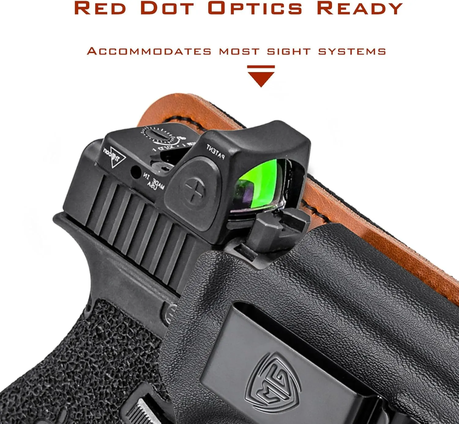 Walther PDP Holster with Comfort Foam Pad, IWB Kydex and Leather Hybrid Holster for 9mm Walther PDP 4" and Walther PDP 4.5" Pistol Inside Waistband Concealed Carry - Red Dot Optic Cut