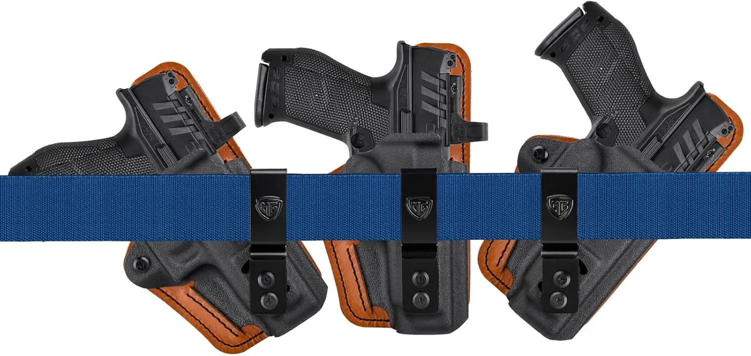 Walther PDP Holster with Comfort Foam Pad, IWB Kydex and Leather Hybrid Holster for 9mm Walther PDP 4" and Walther PDP 4.5" Pistol Inside Waistband Concealed Carry - Red Dot Optic Cut