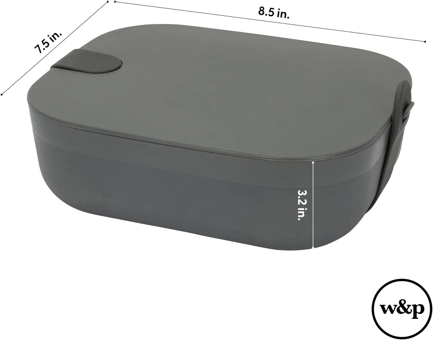 W&P Porter Bento Lunch Box, 3 Compartment Bento Box Portable Adult Lunch Box with Snap Strap- Food Container, BPA Free, Dishwasher and Microwave Safe, Cream, Medium