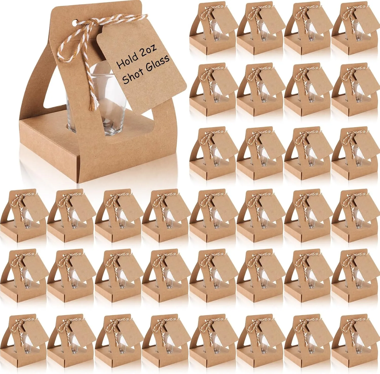 WANGDEFA 50 Pack Shot Glass Box Shot Glass Favor Bags for Wedding Bachelorette Bridal Shower Can Hold 2oz Shot Glass (Shot Glass Not Included) (50)