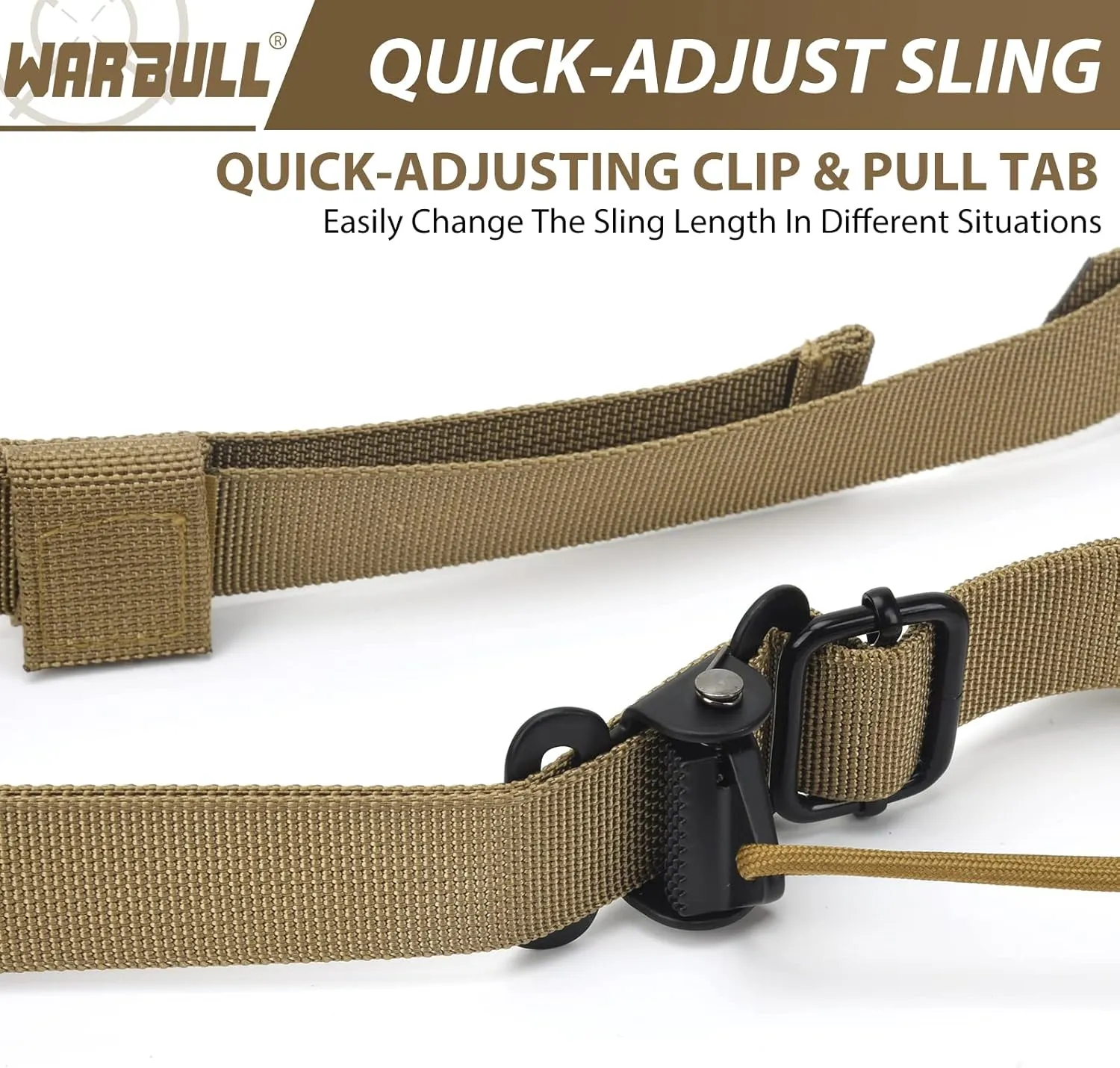WarBull 2 Point Rifle Sling, Quick Adjust Gun Sling with HK Hook, Soft Shoulder Pad Traditional Sling for Rifle Shotgun Camera Crossbow Hunting Shooting and Outdoor Sports with Keychain Gift