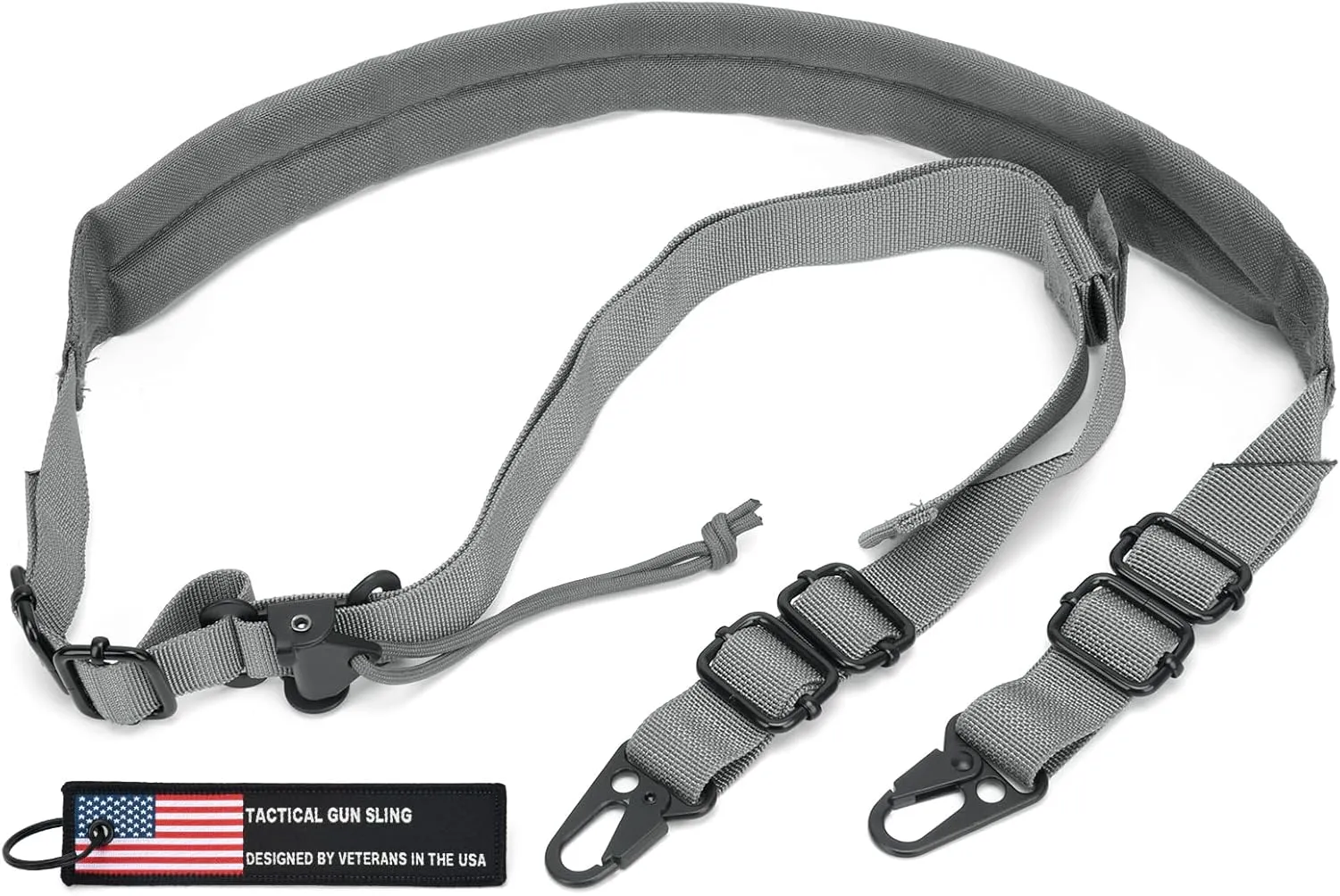 WarBull 2 Point Rifle Sling, Quick Adjust Gun Sling with HK Hook, Soft Shoulder Pad Traditional Sling for Rifle Shotgun Camera Crossbow Hunting Shooting and Outdoor Sports with Keychain Gift
