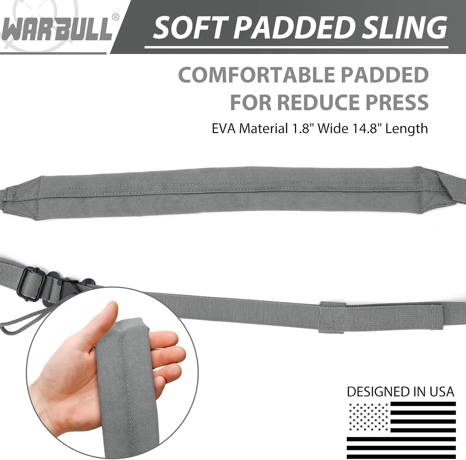 WarBull 2 Point Rifle Sling, Quick Adjust Gun Sling with HK Hook, Soft Shoulder Pad Traditional Sling for Rifle Shotgun Camera Crossbow Hunting Shooting and Outdoor Sports with Keychain Gift