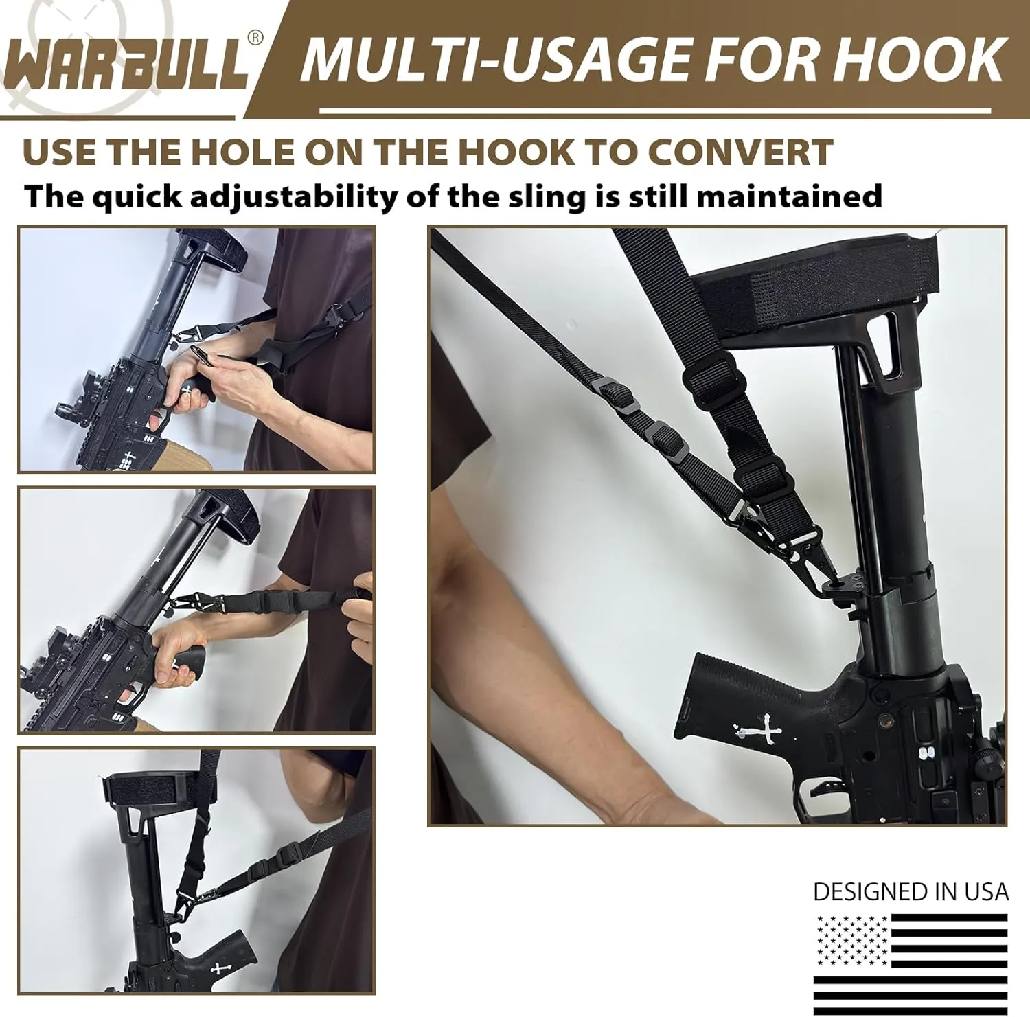 WarBull 2 Point Rifle Sling, Quick Adjust Gun Sling with HK Hook, Soft Shoulder Pad Traditional Sling for Rifle Shotgun Camera Crossbow Hunting Shooting and Outdoor Sports with Keychain Gift